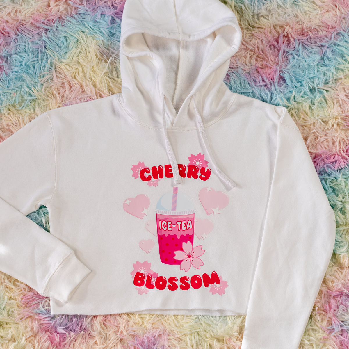 Cherry Blossom Ice Tea - Crop Hoodie – kittyfish